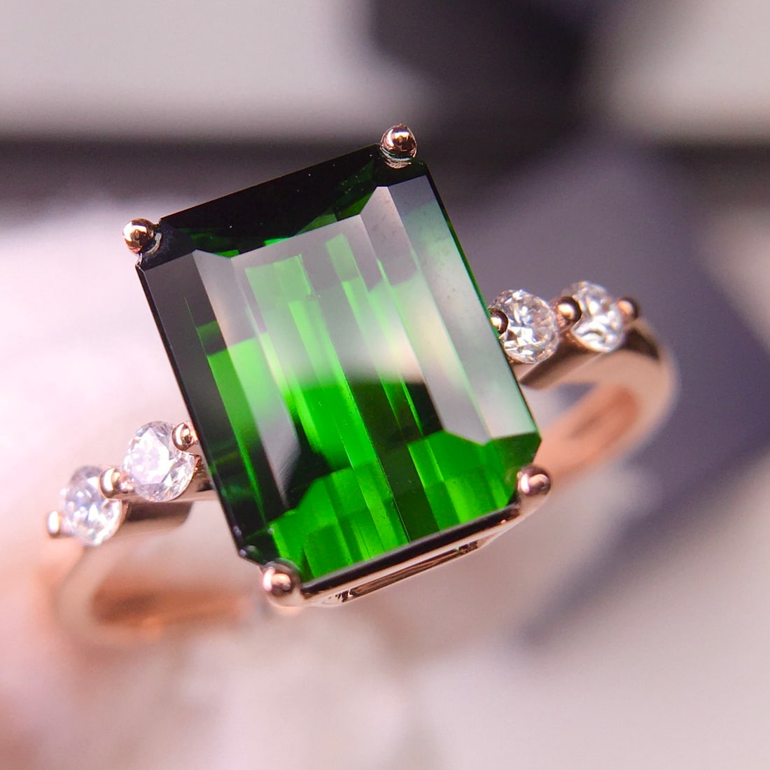 14k Gold 3.02 Ct Natural Tourmaline & Diamond Ring - 2