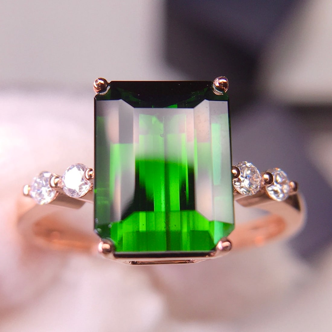 14k Gold 3.02 Ct Natural Tourmaline & Diamond Ring - 4