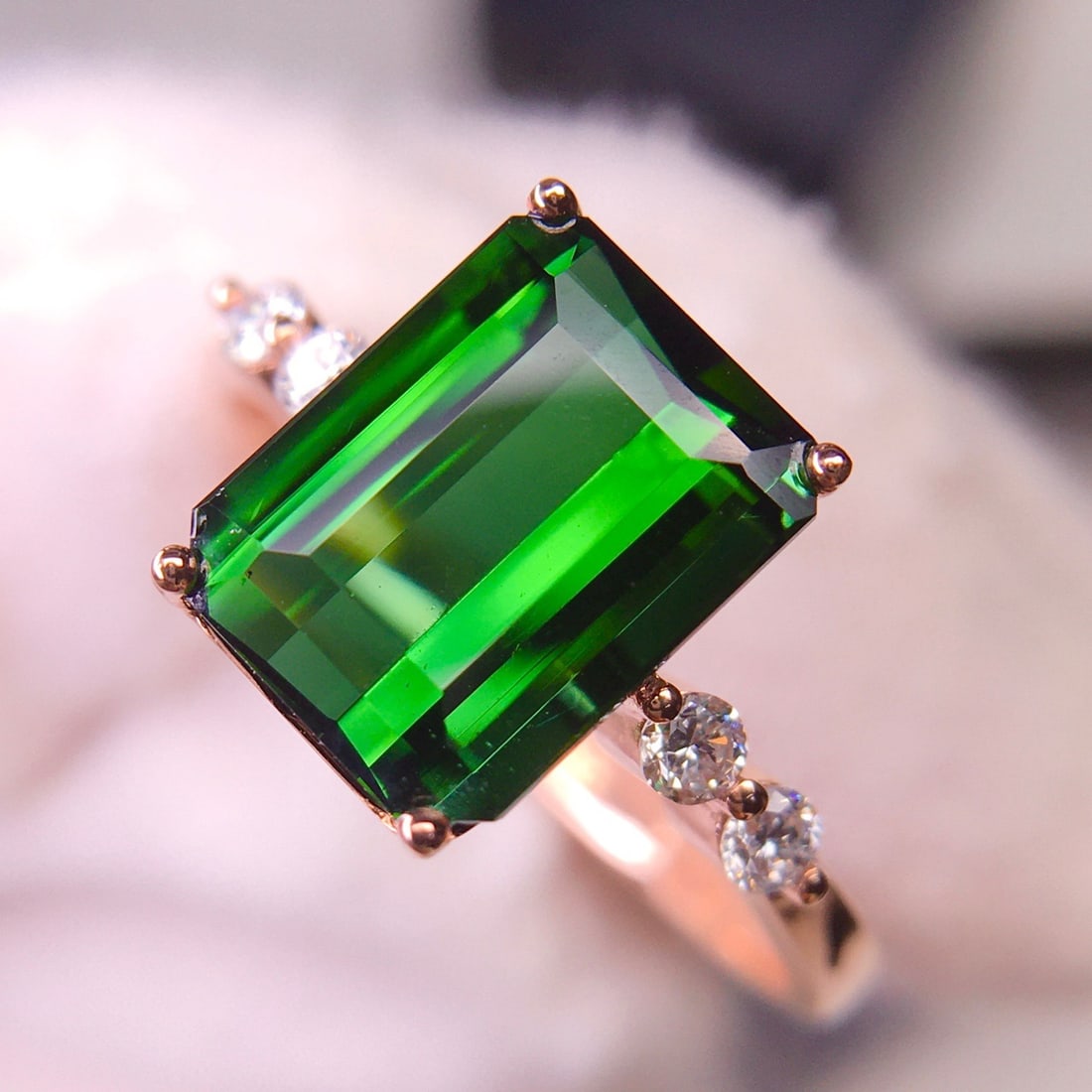 14k Gold 3.02 Ct Natural Tourmaline & Diamond Ring - 5