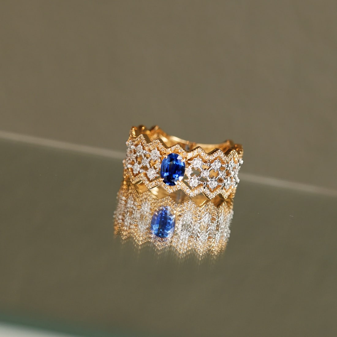 14k Gold 1.05 Ctw Natural Sapphire & Diamond Ring - 5