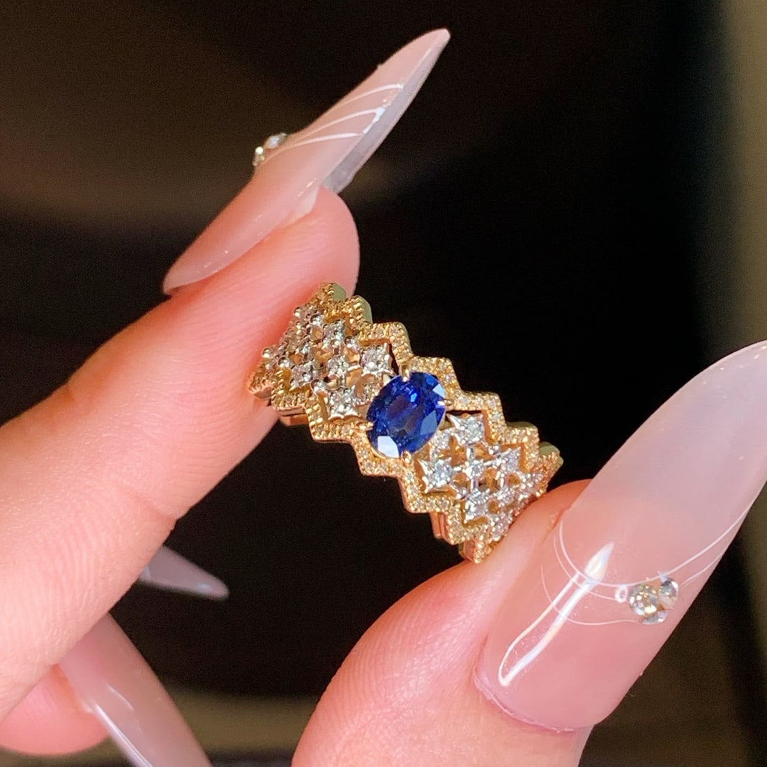 14k Gold 1.05 Ctw Natural Sapphire & Diamond Ring - 6