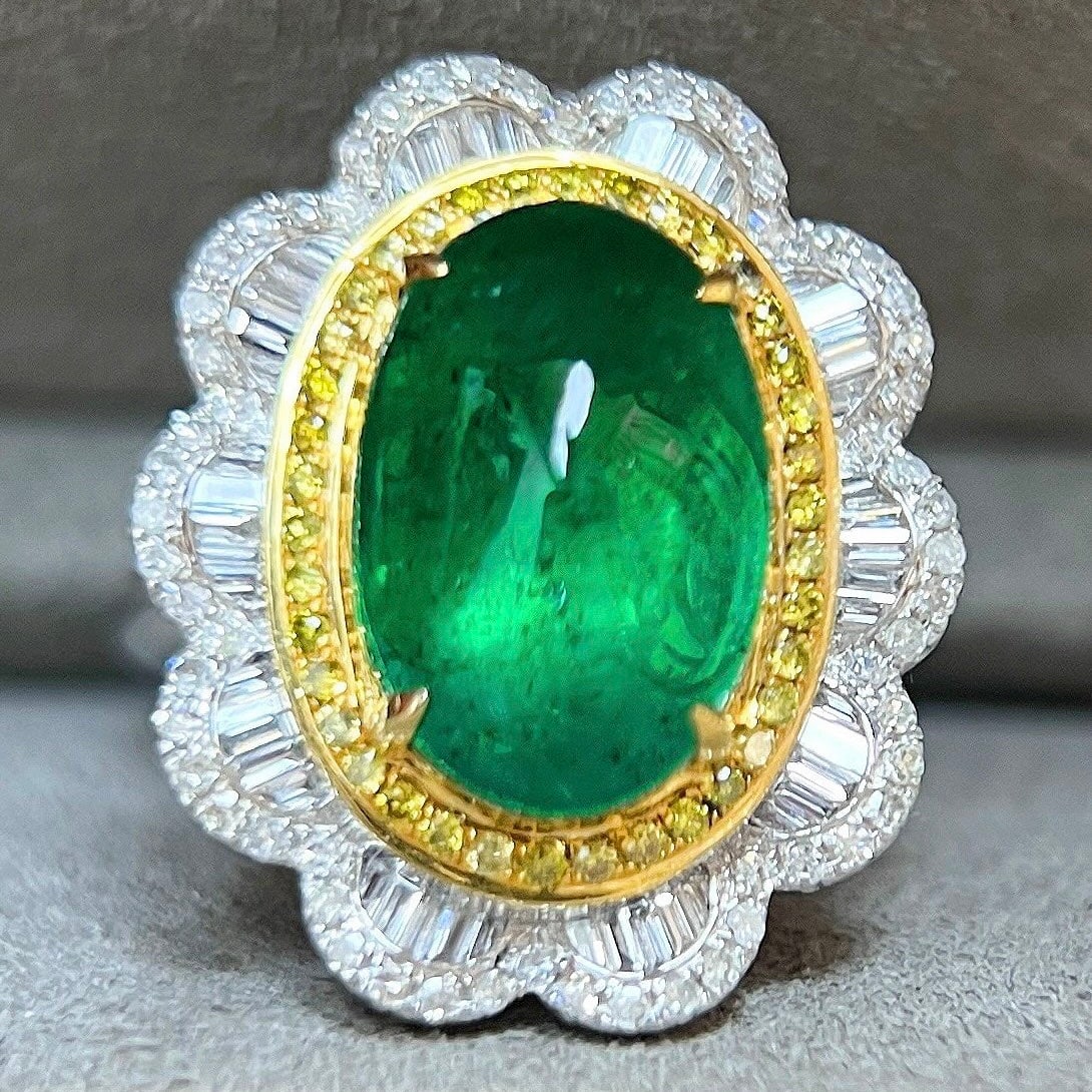 14k Gold 7.02 Ctw Natural Emerald & Diamond Ring/pendant( Without Chain ) - 3