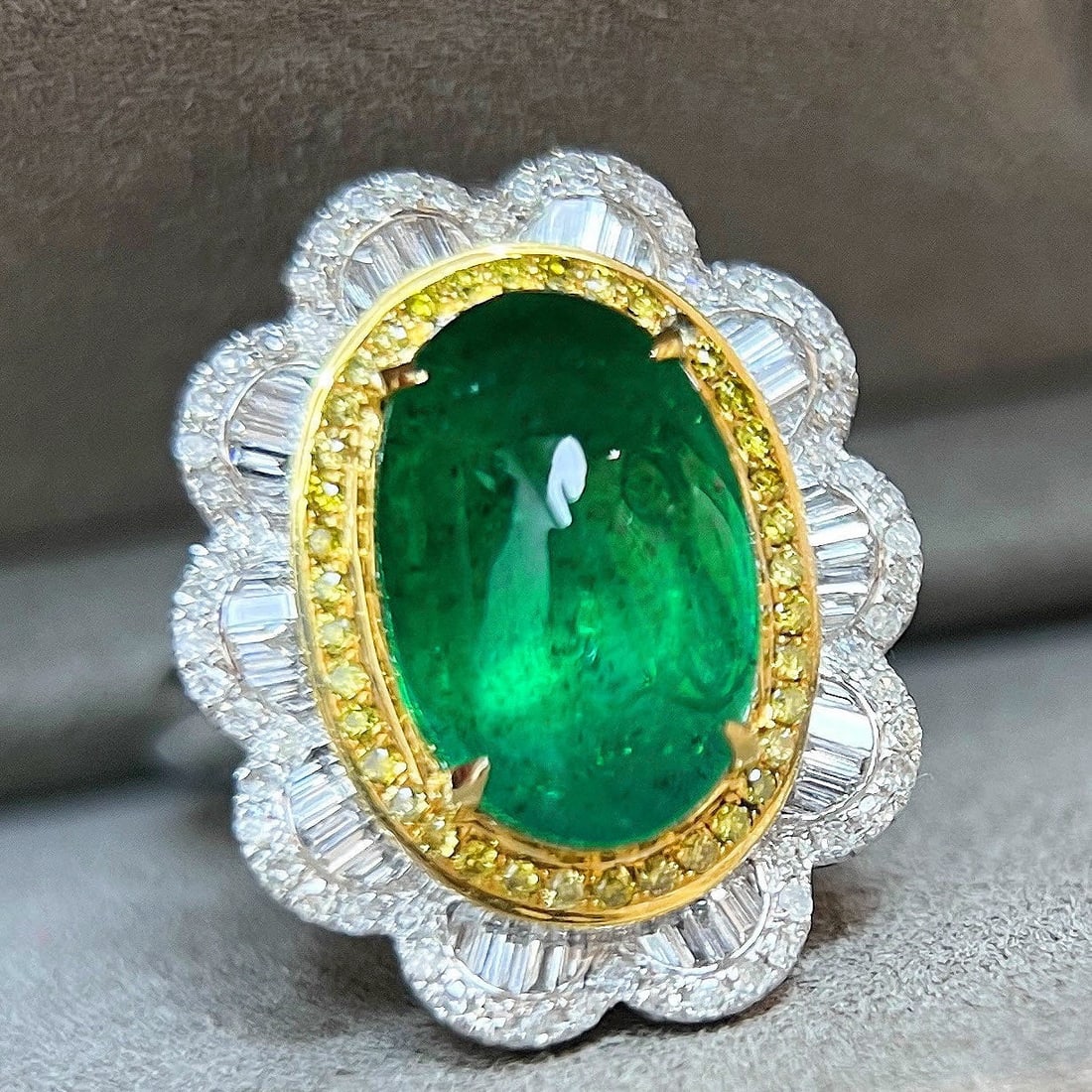 14k Gold 7.02 Ctw Natural Emerald & Diamond Ring/pendant( Without Chain ) - 4