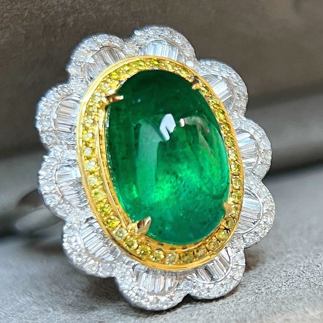 14k Gold 7.02 Ctw Natural Emerald & Diamond Ring/pendant( Without Chain ) - 5