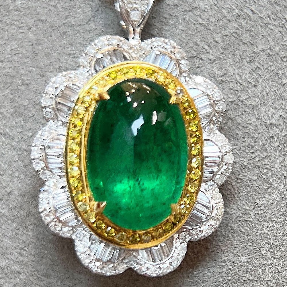 14k Gold 7.02 Ctw Natural Emerald & Diamond Ring/pendant( Without Chain ) - 6