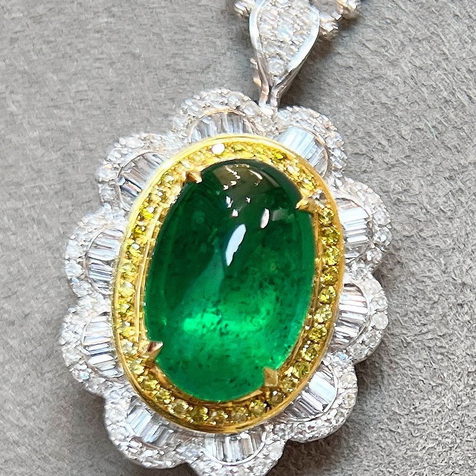 14k Gold 7.02 Ctw Natural Emerald & Diamond Ring/pendant( Without Chain ) - 7