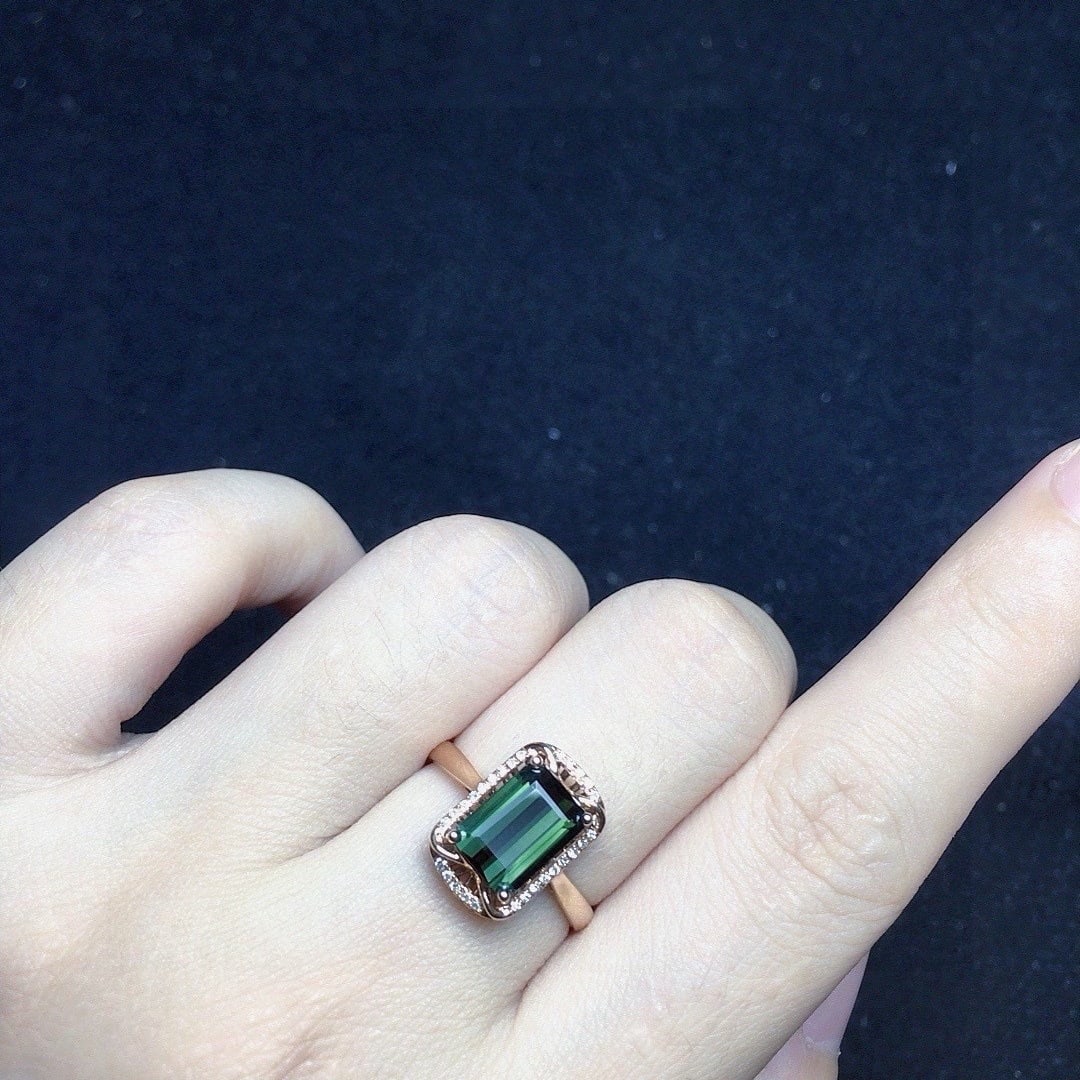 14k Gold 1.78 Ct Natural Tourmaline & Diamond Ring - 3