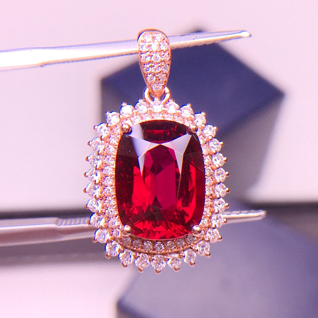 14k Gold 4.1 Ct Natural Tourmaline & Diamond Pendant( Without Chain ) - 3