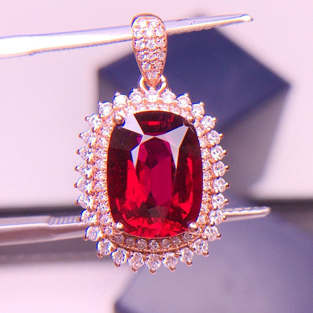 14k Gold 4.1 Ct Natural Tourmaline & Diamond Pendant( Without Chain ) - 4