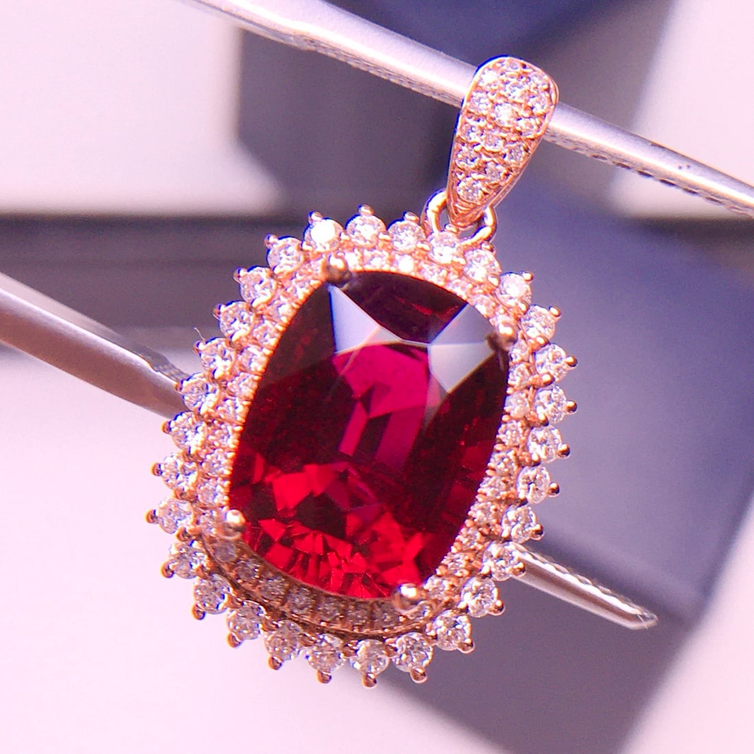 14k Gold 4.1 Ct Natural Tourmaline & Diamond Pendant( Without Chain ) - 6