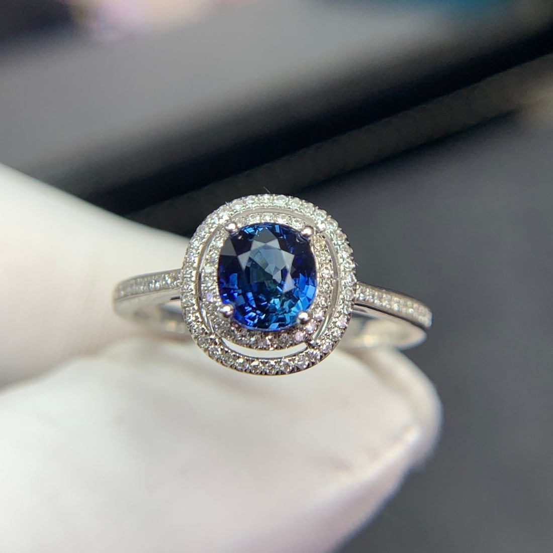 14k Gold 1.05 Ct Natural Sapphire & Diamond Ring - 4