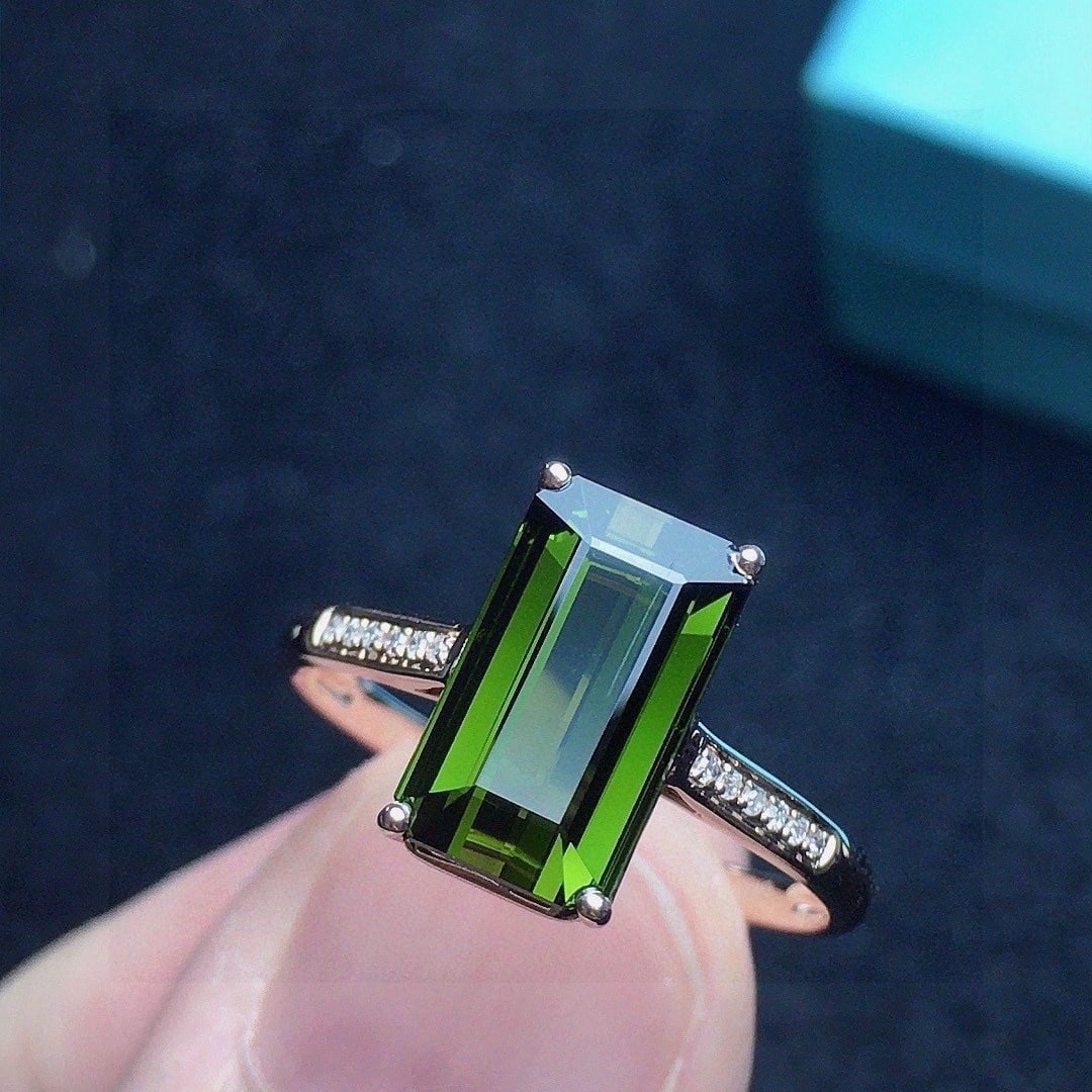 14k Gold 2.7 Ct Natural Tourmaline & Diamond Ring - 3