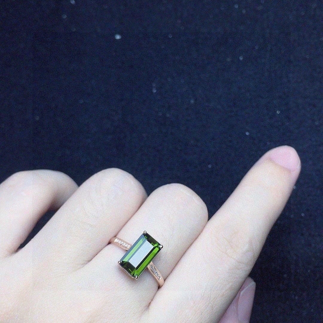 14k Gold 2.7 Ct Natural Tourmaline & Diamond Ring - 4