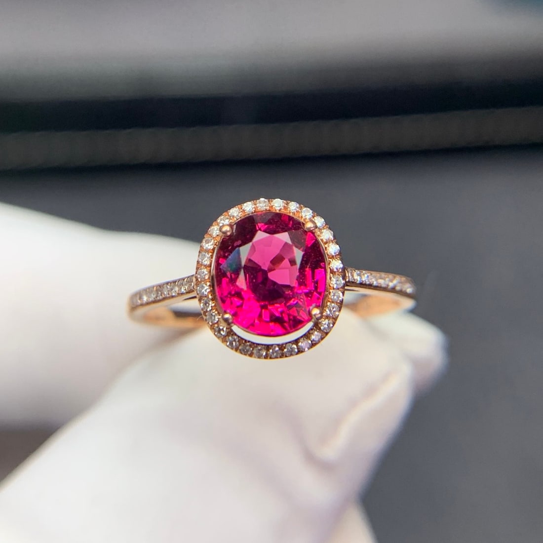 14k Gold 1.2 Ct Natural Tourmaline & Diamond Ring - 6