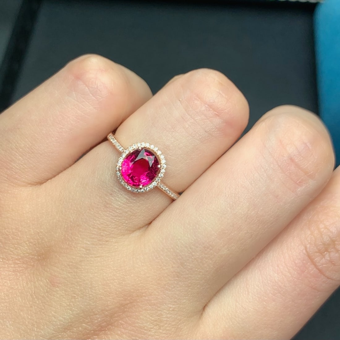 14k Gold 1.2 Ct Natural Tourmaline & Diamond Ring - 9