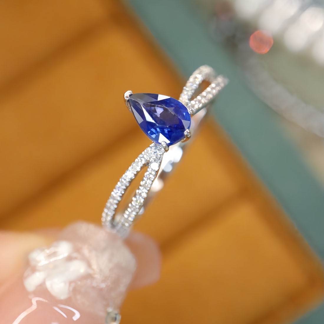 14k Gold 0.75 Ctw Natural Sapphire & Diamond Ring - 4