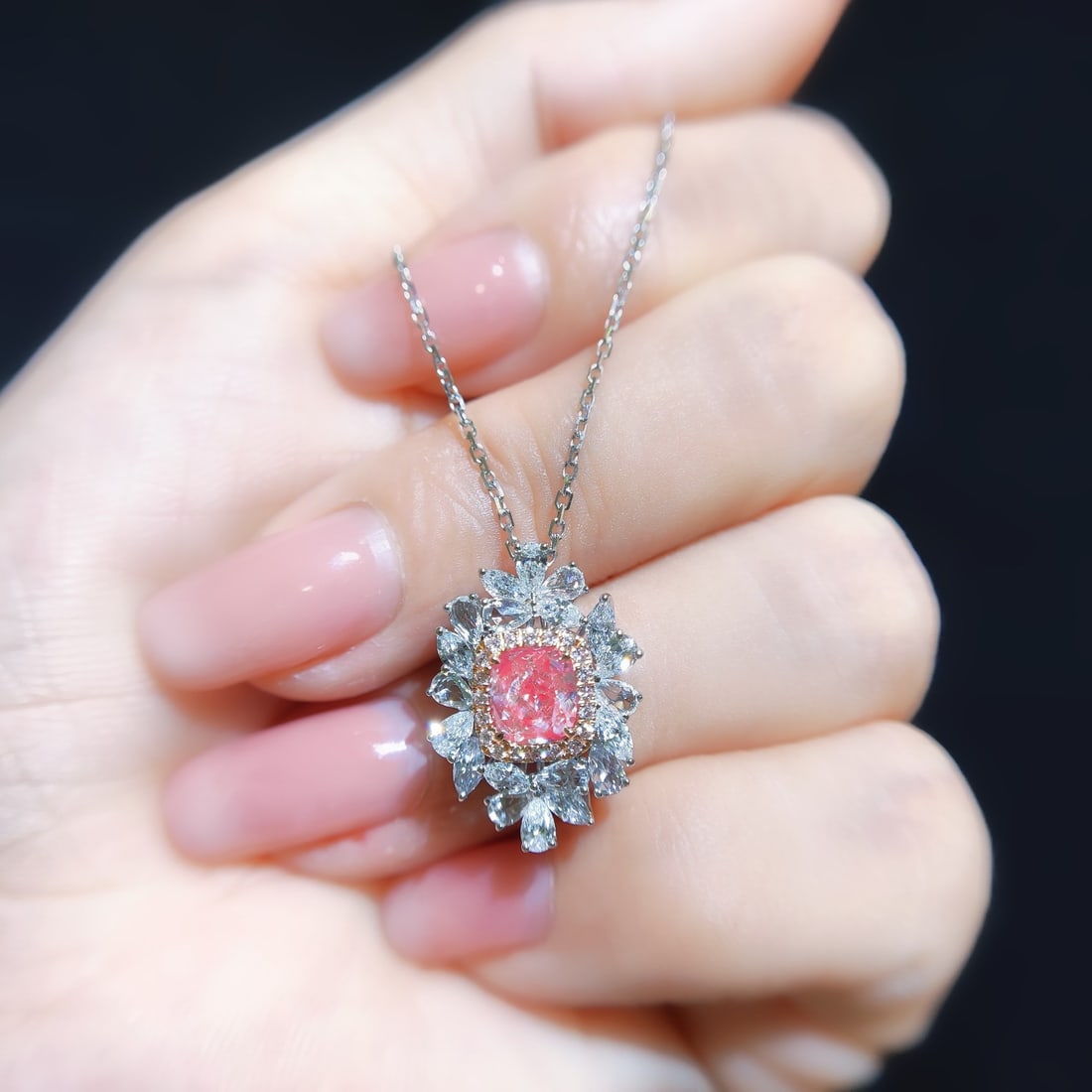 Gia Certified 14k Gold 2.14 Ctw Natural Pink Diamond & Diamond Ring/pendant( Without Chain ) - 3