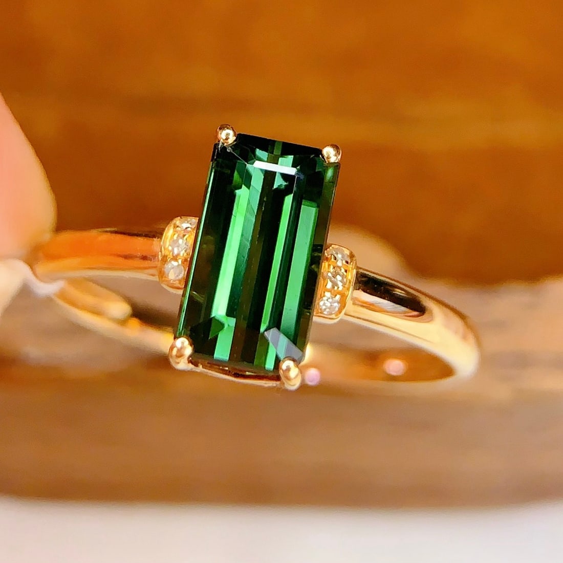 14k Gold 1.8 Ct Natural Tourmaline & Diamond Ring - 2