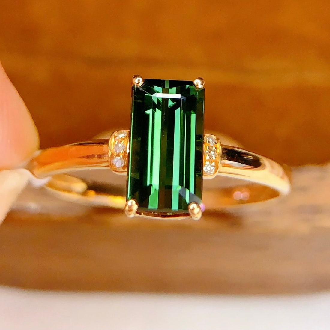 14k Gold 1.8 Ct Natural Tourmaline & Diamond Ring - 3