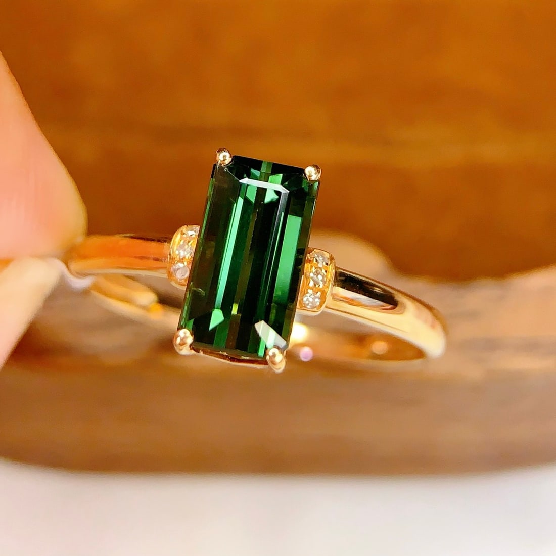 14k Gold 1.8 Ct Natural Tourmaline & Diamond Ring - 4