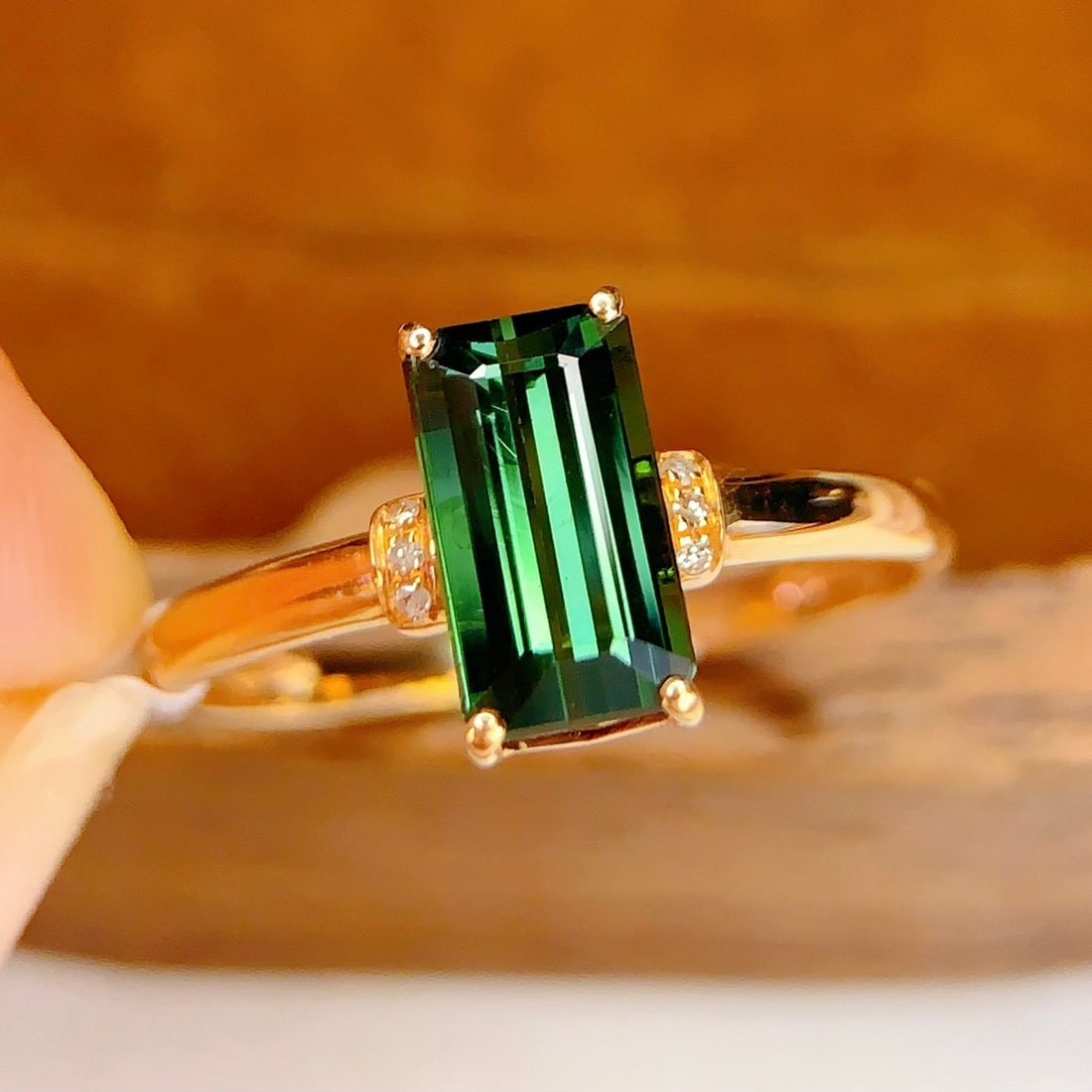 14k Gold 1.8 Ct Natural Tourmaline & Diamond Ring - 5