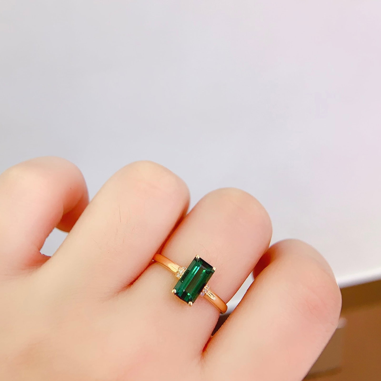 14k Gold 1.8 Ct Natural Tourmaline & Diamond Ring - 6