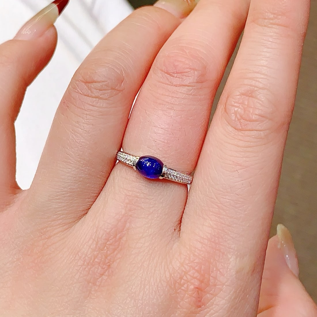 14k Gold 1.59 Ctw Natural Sapphire & Diamond Ring - 4