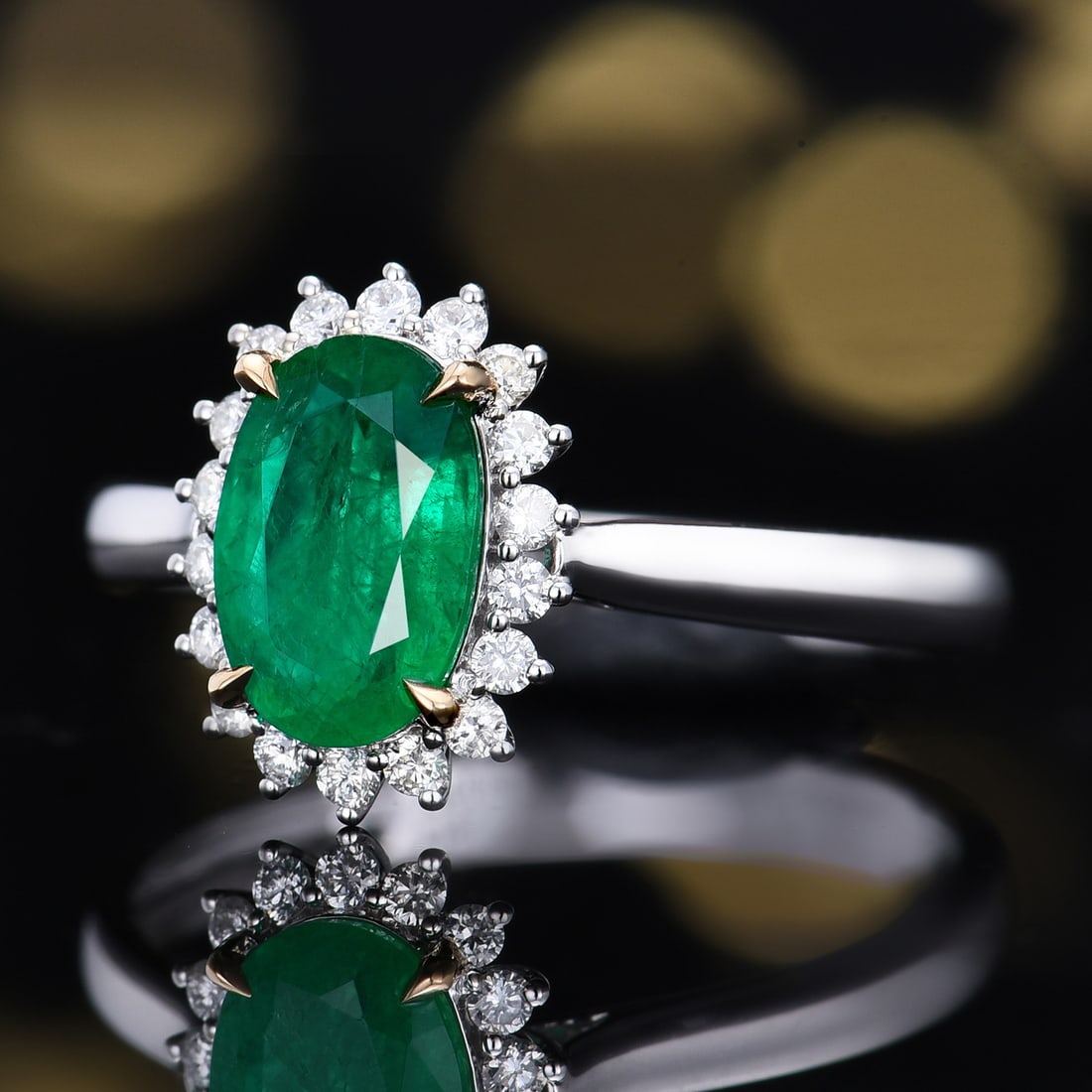 14k Gold 1.27 Ctw Natural Emerald & Diamond Ring - 2