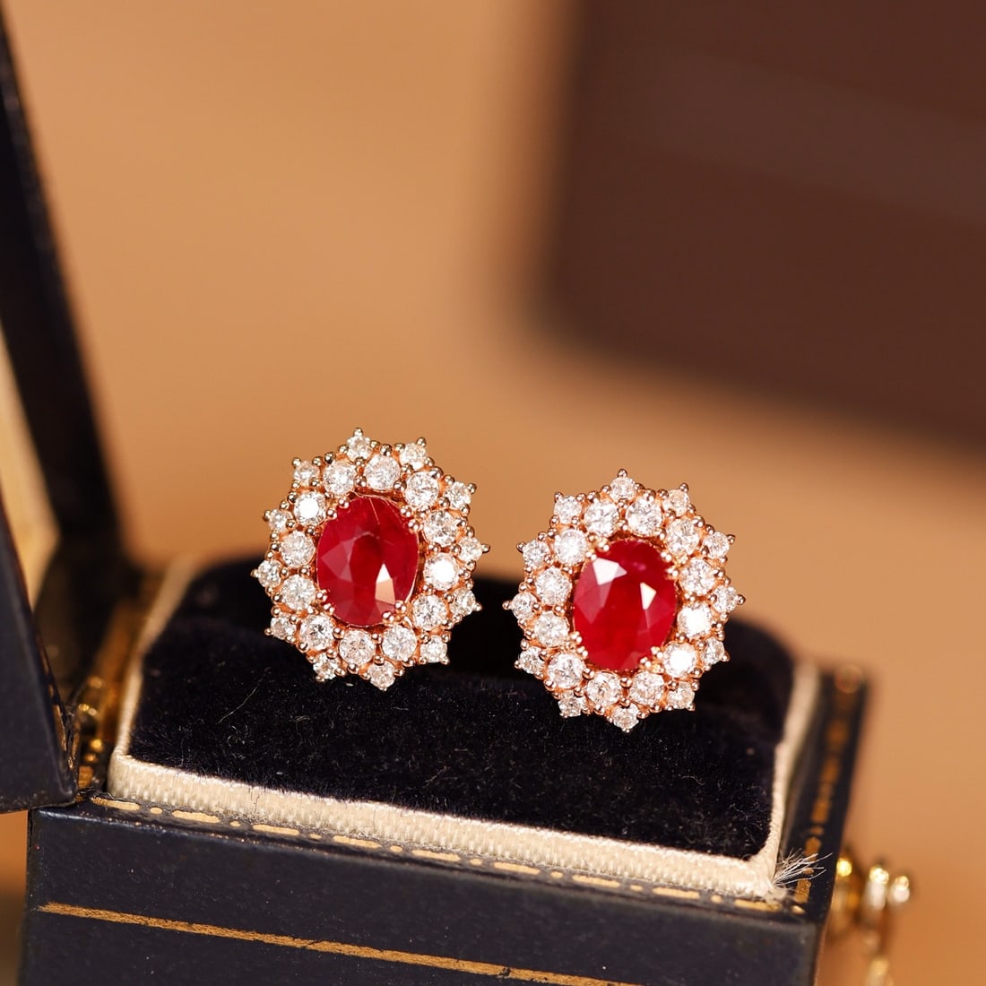 14k Gold 1.31 Ctw Natural Ruby & Diamond Earrings - 2