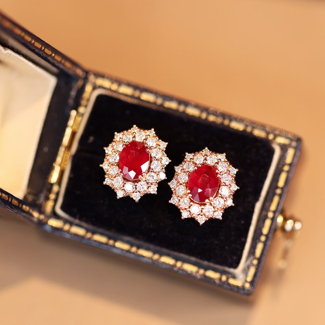 14k Gold 1.31 Ctw Natural Ruby & Diamond Earrings - 3