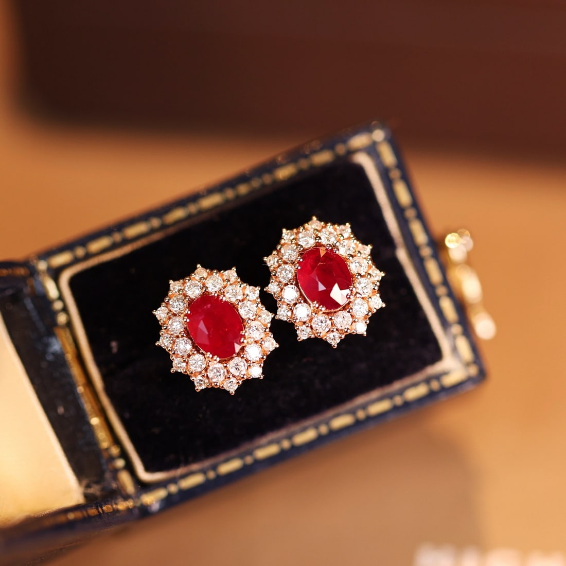 14k Gold 1.31 Ctw Natural Ruby & Diamond Earrings - 4