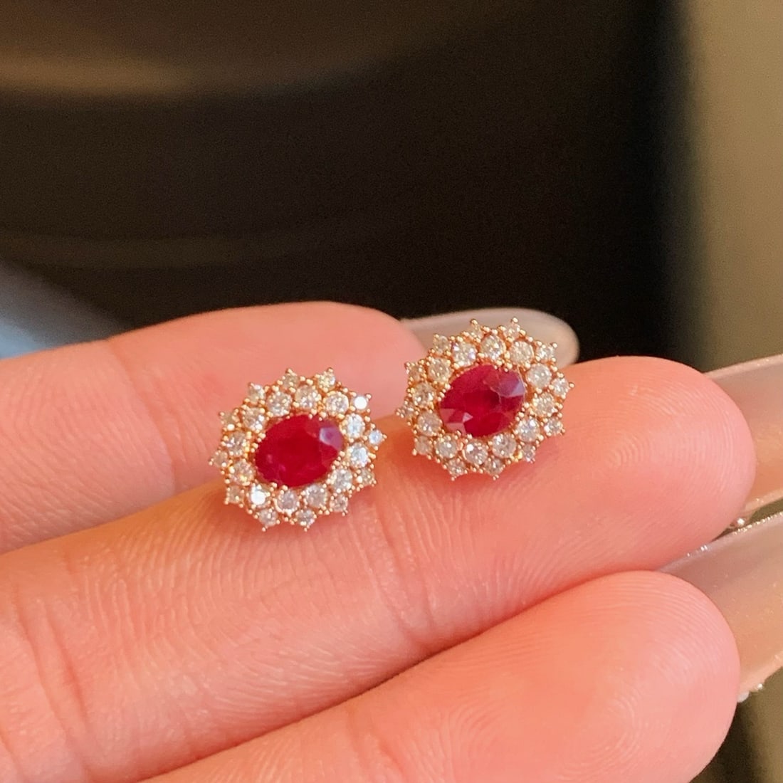 14k Gold 1.31 Ctw Natural Ruby & Diamond Earrings - 7