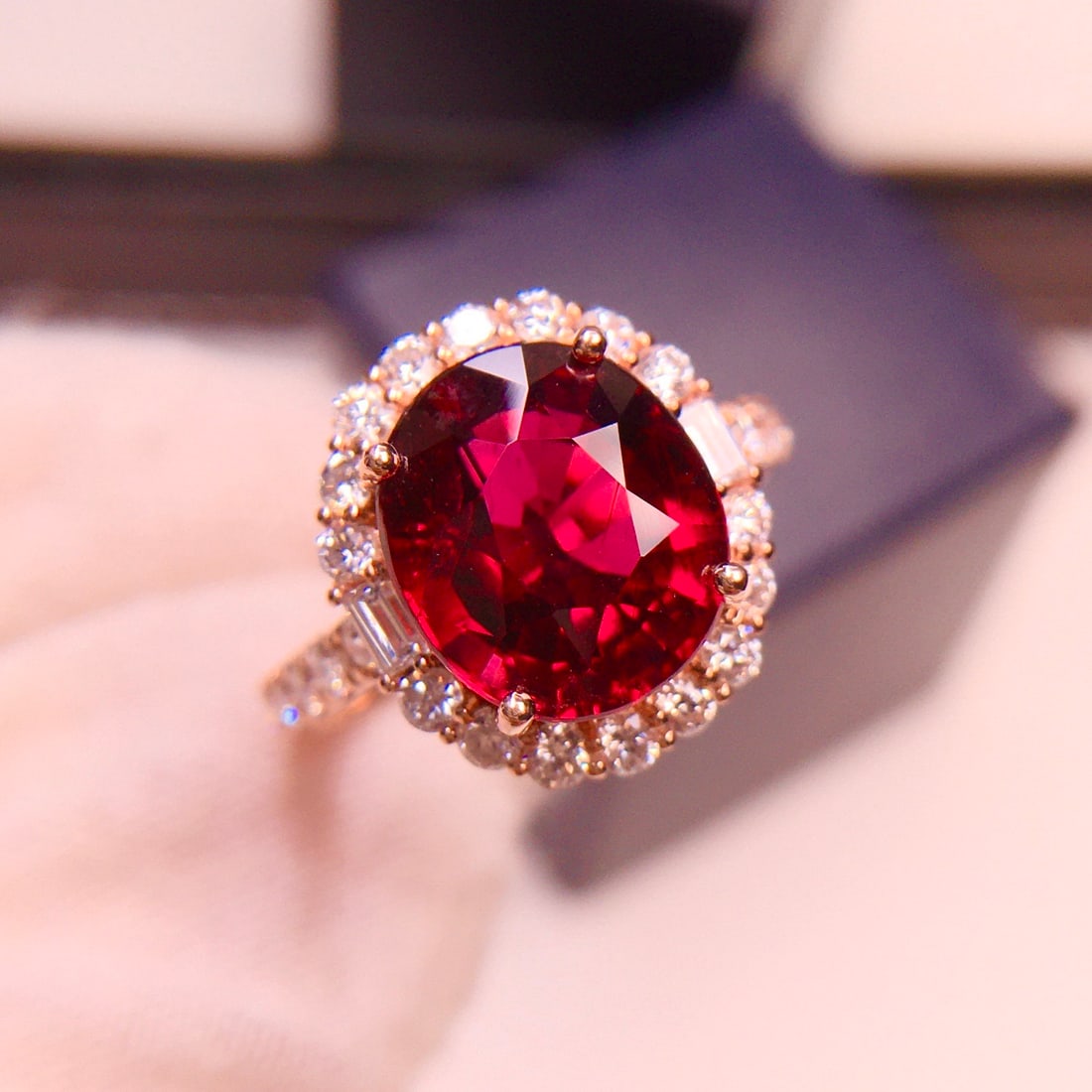 14k Gold 4.81 Ct Natural Tourmaline & Diamond Ring - 2