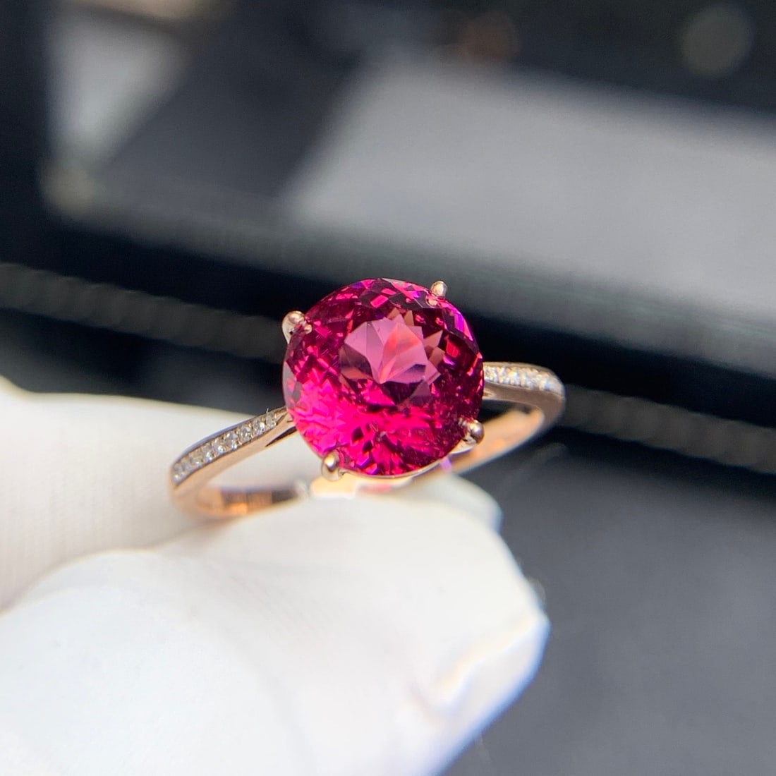 14k Gold 2.9 Ct Natural Tourmaline & Diamond Ring - 2