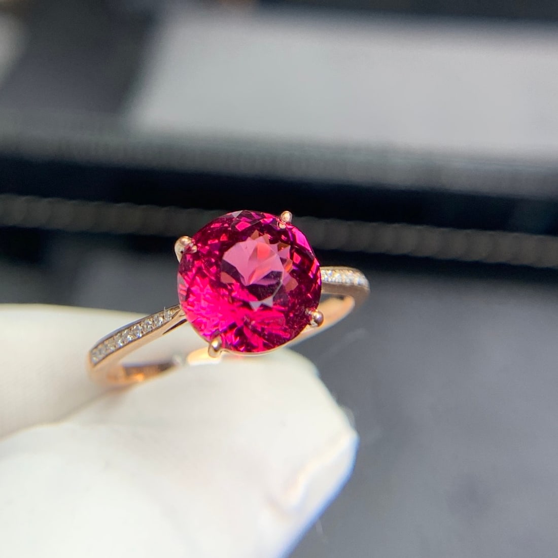 14k Gold 2.9 Ct Natural Tourmaline & Diamond Ring - 5