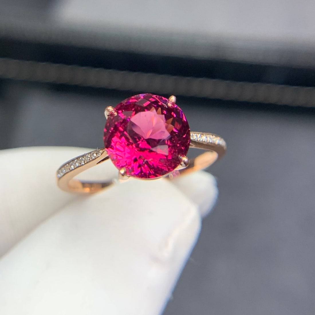 14k Gold 2.9 Ct Natural Tourmaline & Diamond Ring - 6