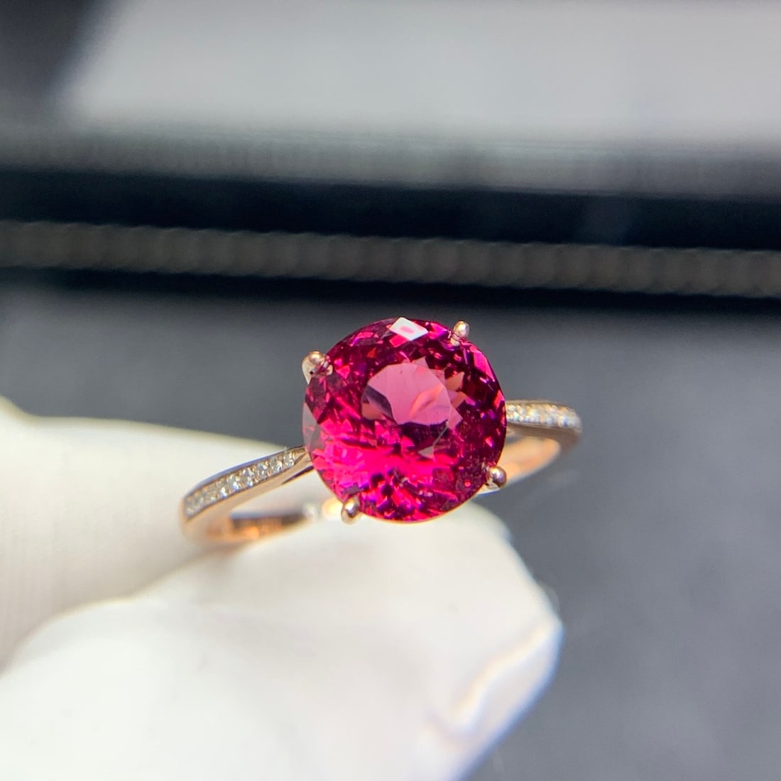 14k Gold 2.9 Ct Natural Tourmaline & Diamond Ring - 8