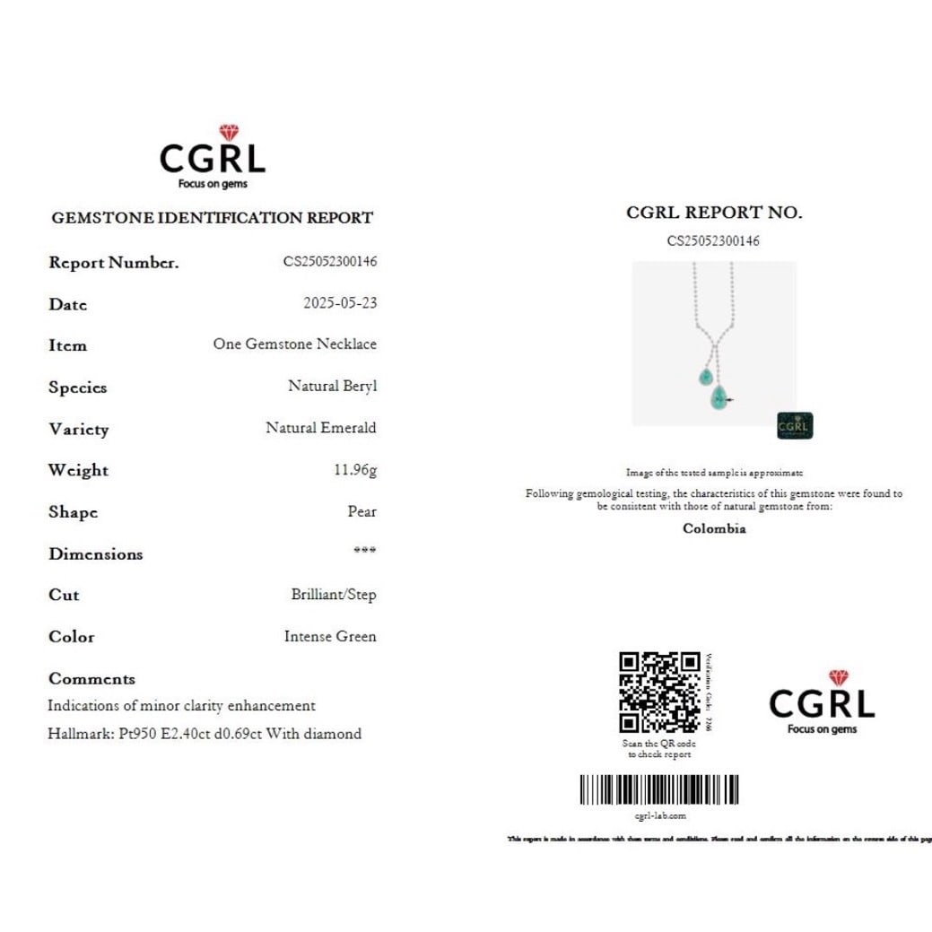 14k Gold 3.09 Ctw Natural Emerald & Diamond Necklace - 2