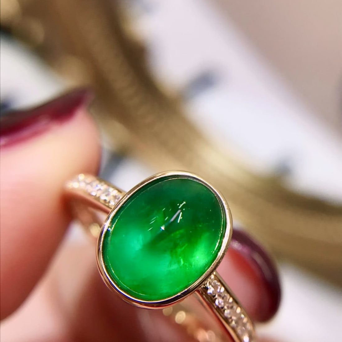 14k Gold 2.29 Ctw Vivid Green Natural Emerald & Diamond Ring - 2