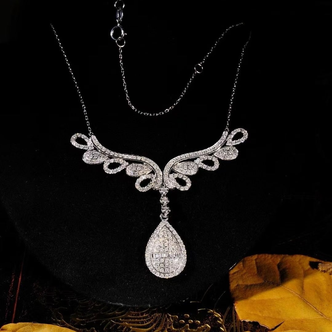 14k Gold 1.88 Ct Natural H Diamond Necklace - 2