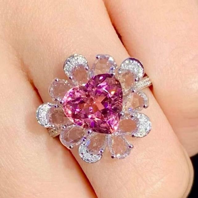 14k Gold 2.5 Ct Natural Tourmaline & Diamond Ring - 2