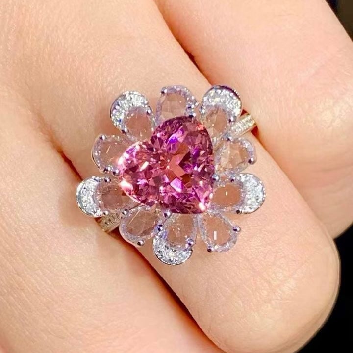 14k Gold 2.5 Ct Natural Tourmaline & Diamond Ring - 3