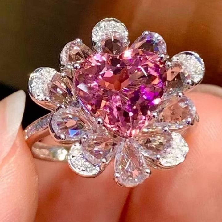 14k Gold 2.5 Ct Natural Tourmaline & Diamond Ring - 4