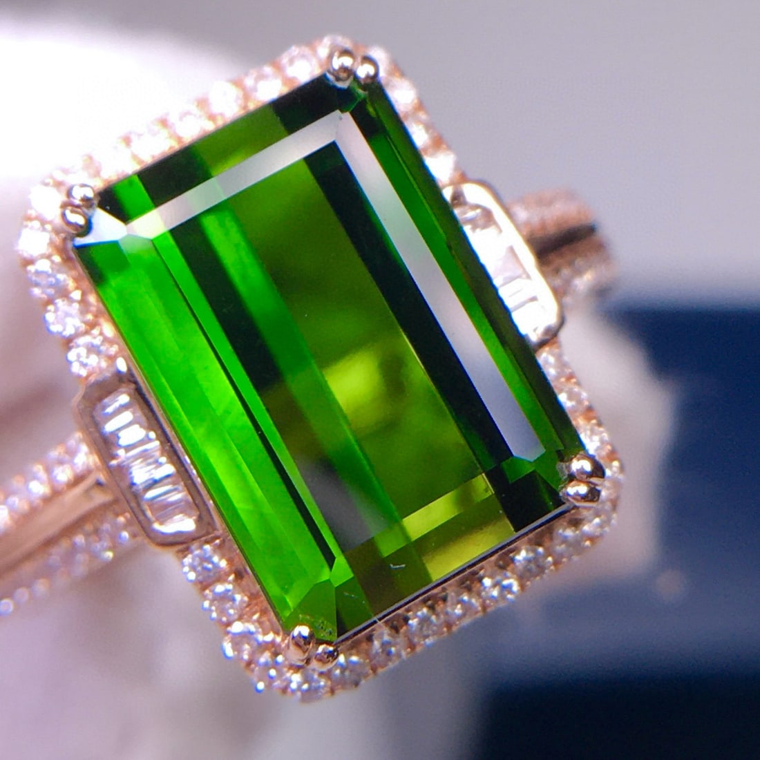 14k Gold 6.5 Ct Natural Tourmaline & Diamond Ring - 2