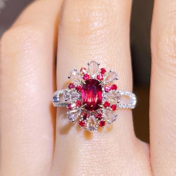 14k Gold 1.45 Ctw Natural Ruby & Diamond Ring/pendant( Without Chain ) - 2