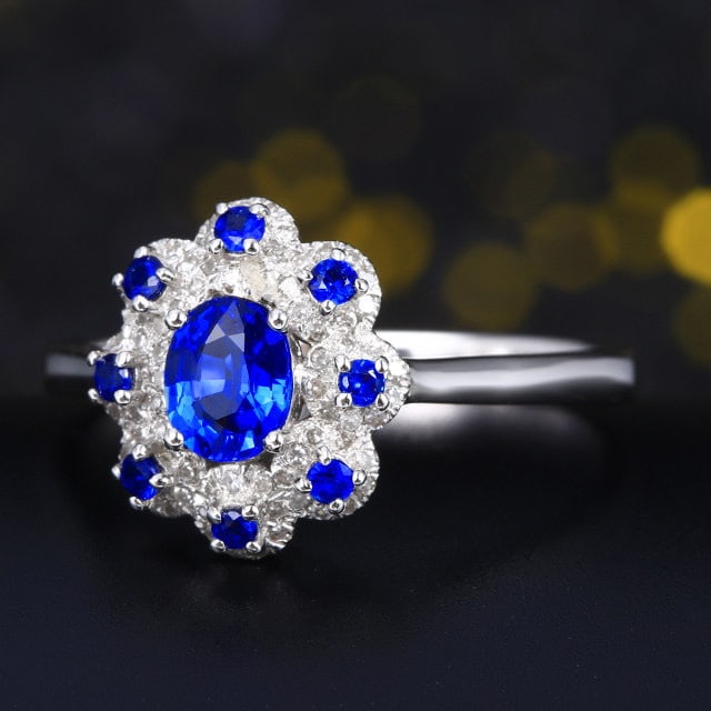 14k Gold 0.73 Ctw Natural Sapphire & Sapphire Ring - 3