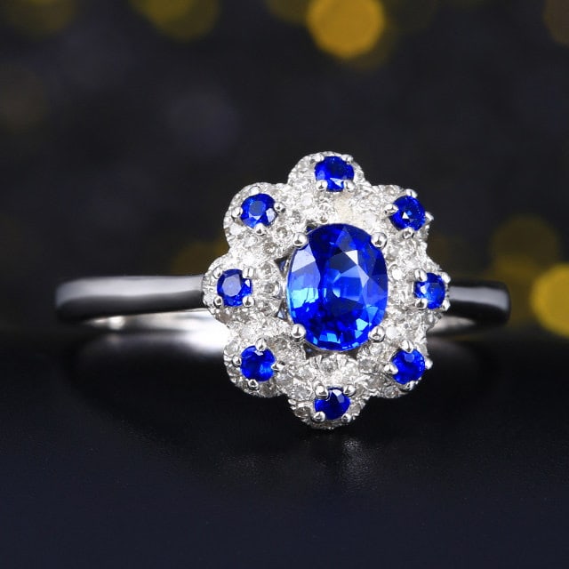 14k Gold 0.73 Ctw Natural Sapphire & Sapphire Ring - 4