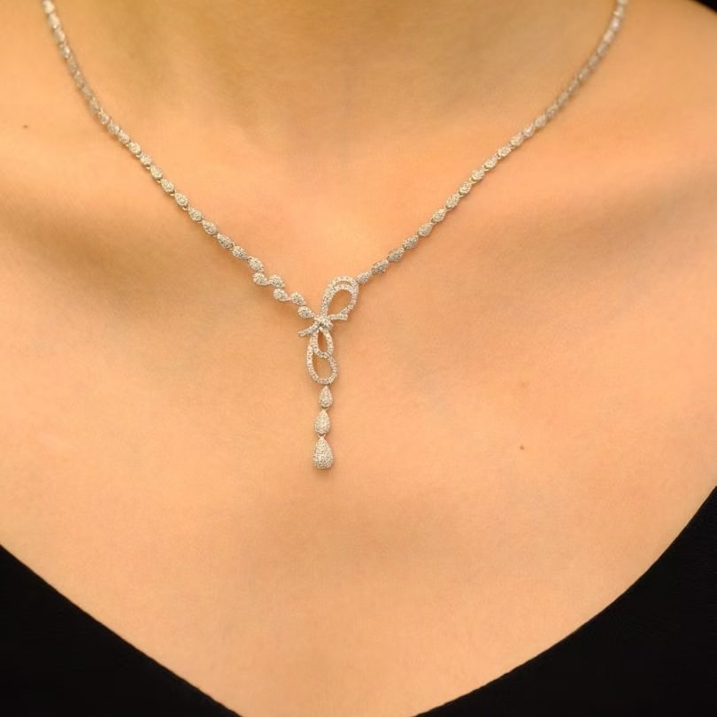 14k Gold 1.46 Ct Natural H Diamond Necklace - 7