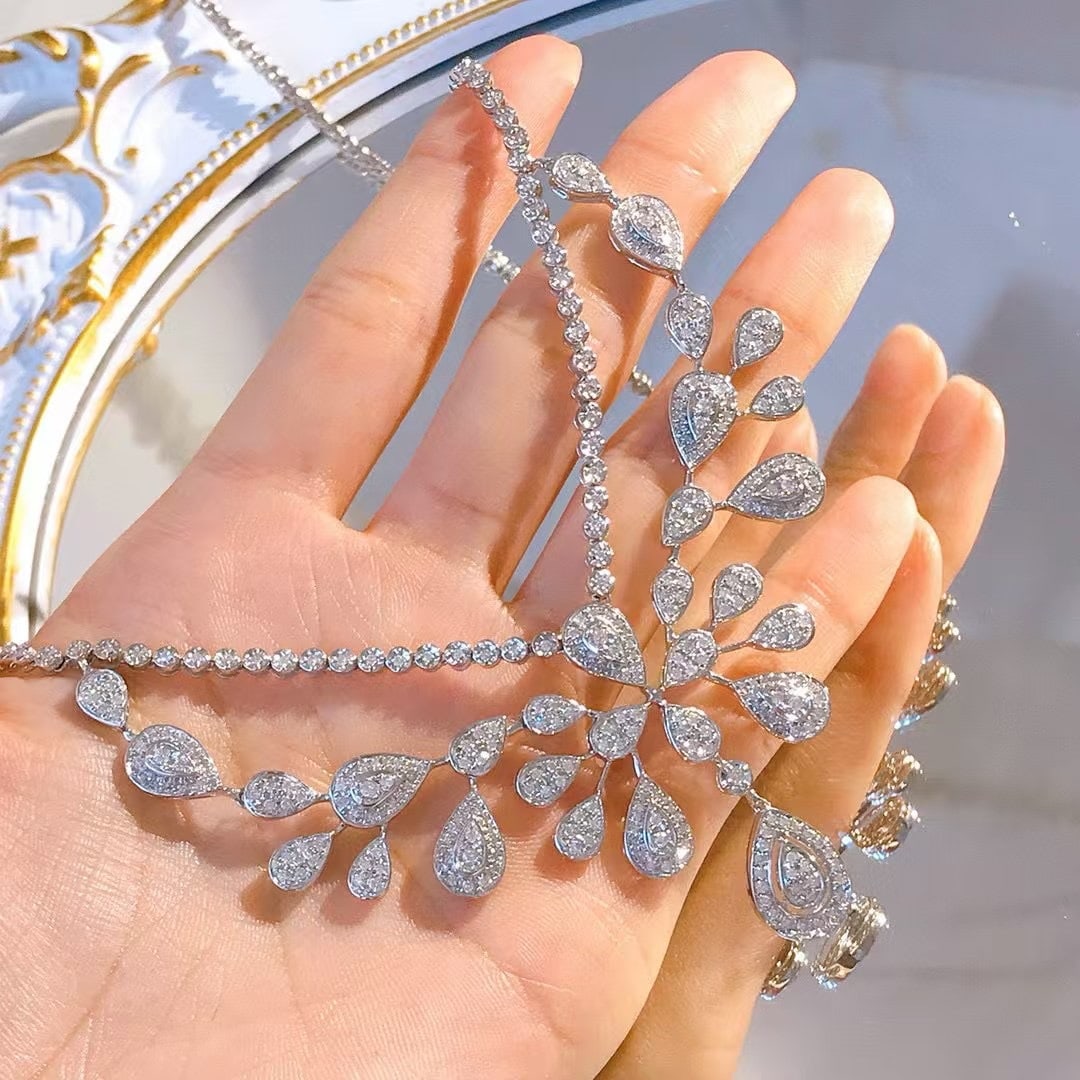 14k Gold 6.5 Ct Natural H Diamond Necklace - 4