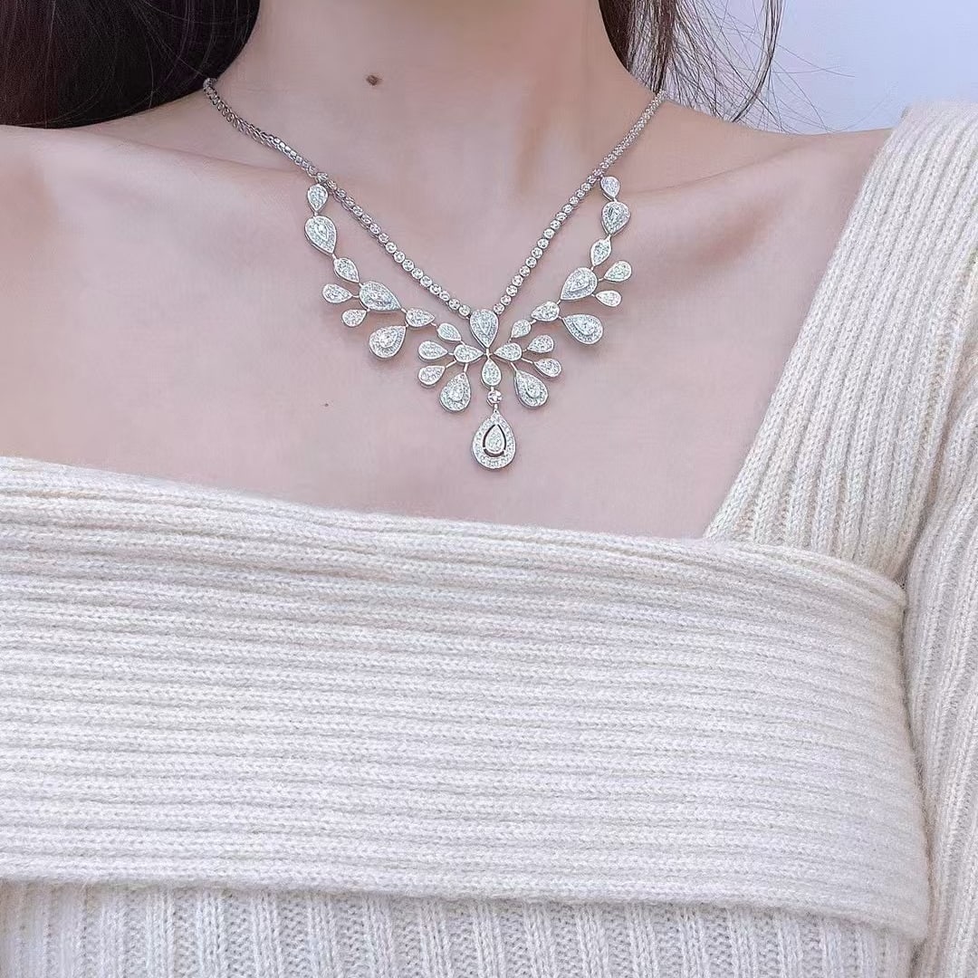 14k Gold 6.5 Ct Natural H Diamond Necklace - 6